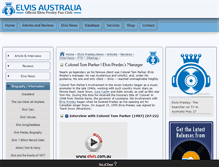 Tablet Screenshot of coloneltomparker.elvis.com.au